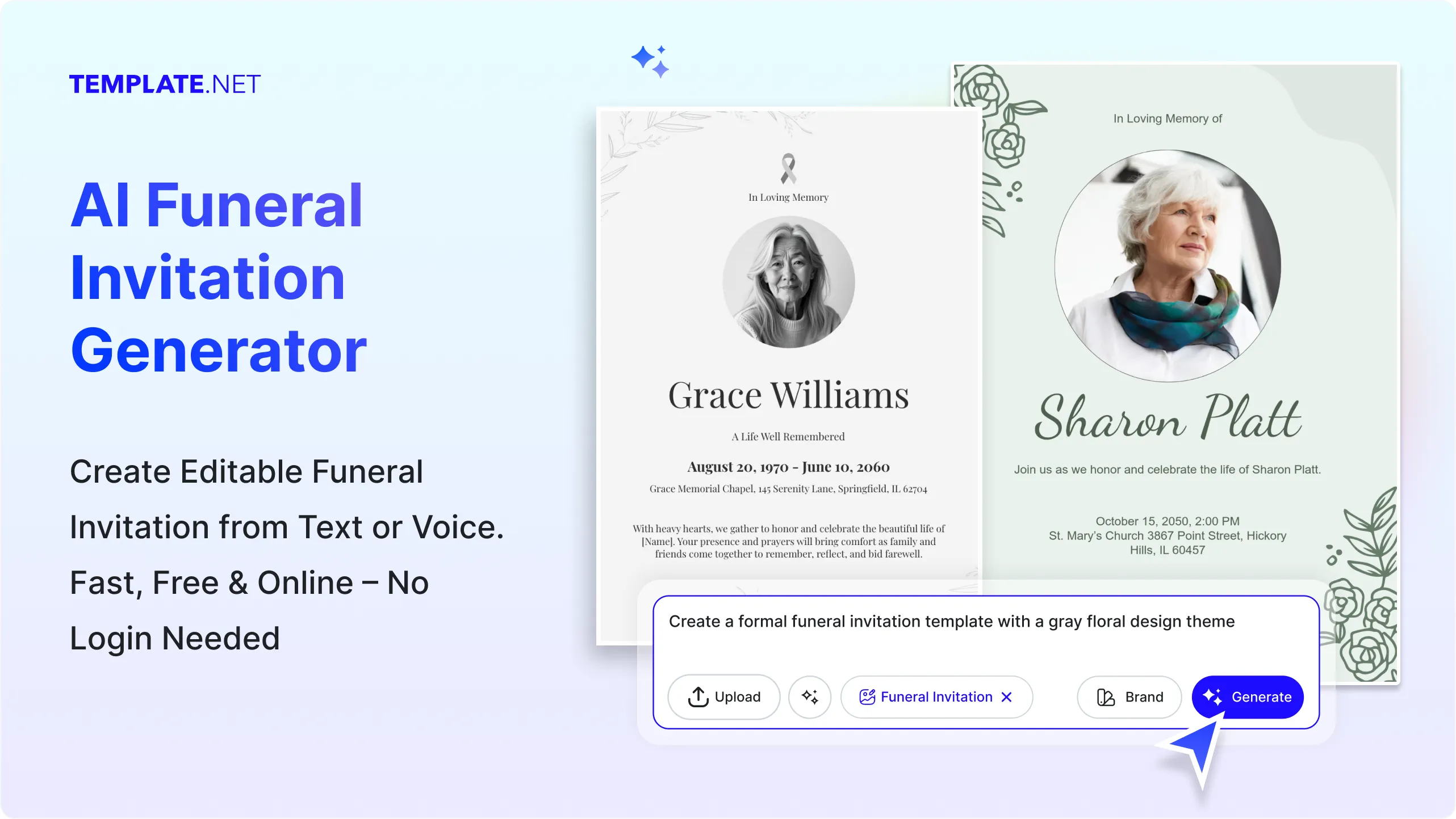 Free AI Funeral Invitation Generator, Online Memorial Card Maker